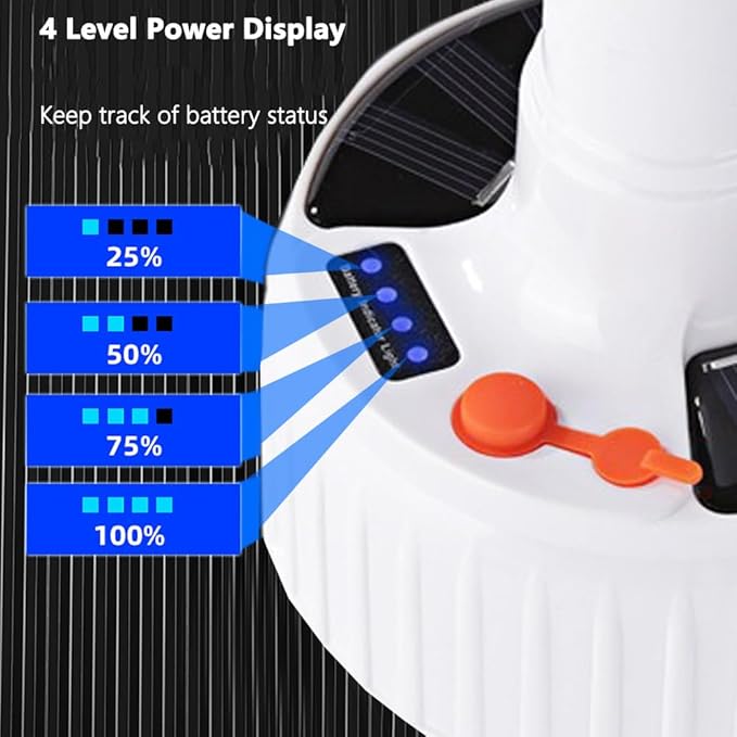 Solar Lamp Camping LED Tent Lights Remote Control 4000mah 5 Mode USB Rechargeable Portable Waterproof Lantern Blub Hanging Hook for Indoor Home Outdoor Emergency Courtyard Power Outage 2 Pack