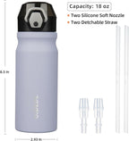 BJPKPK Water Bottle With Straw 18oz Insulated Water Bottles Reusable Stainless Steel Metal Thermo With Leak Proof Lockable Lid And Carry Handle,Iceberg