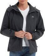 MOERDENG Women's Waterproof Rain Jacket Lightweight Raincoat Hooded Hiking Jacket Softshell Windbreaker
