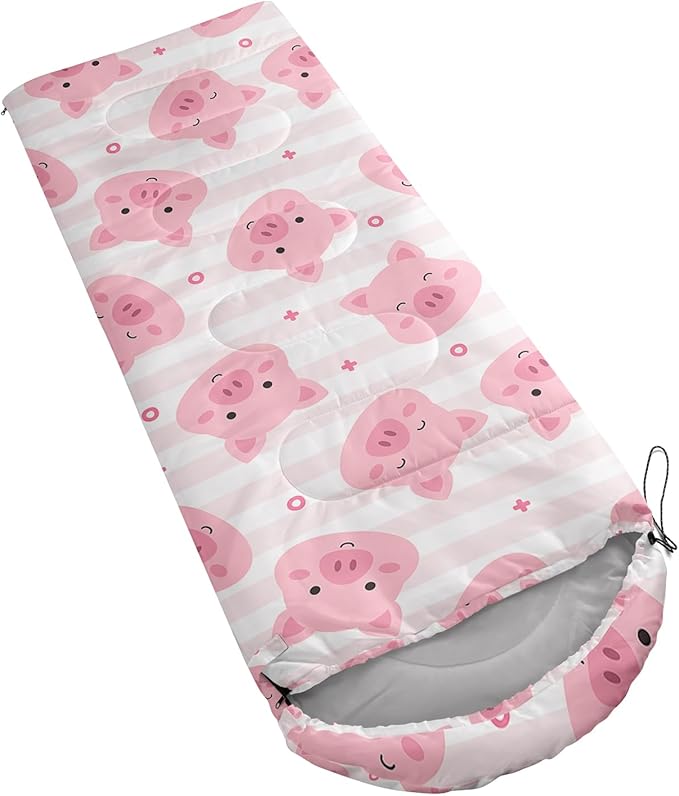 AILONEN Pink Lovely Rabbit Sleeping Bag for Girls Kids Adults,Warm and Cool Weather,Lightweight,Waterproof Backpacking,Cartoon Flowers Printed Bunny Sleeping Bag for Camping