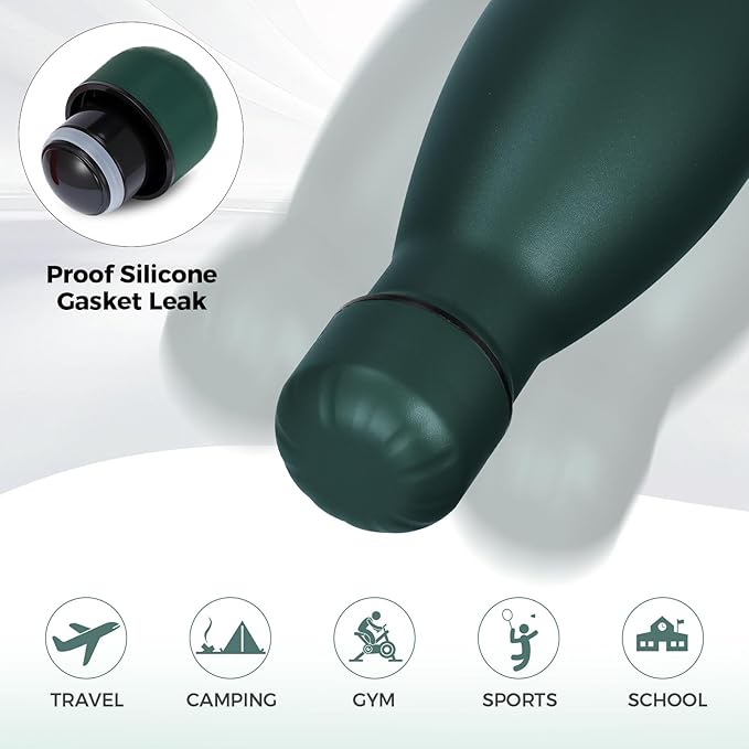 Volhoply 25oz Insulated Water Bottles 1/2/4 Pack, Double Wall Stainless Steel Vacuum Flask Keeps Cold & Hot, BPA Free Leakproof Bottle (Army Green,2 Pack)