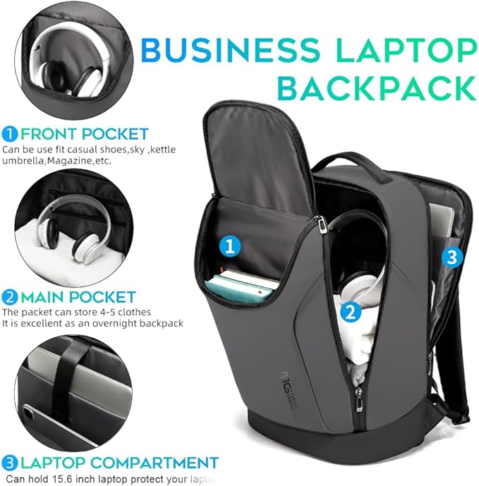 FUTURE AESTHETICS Business Smart Backpack Waterproof for women,men,Fight Approved Durable Backpack suitable as overnight and travel backpack (Grey)