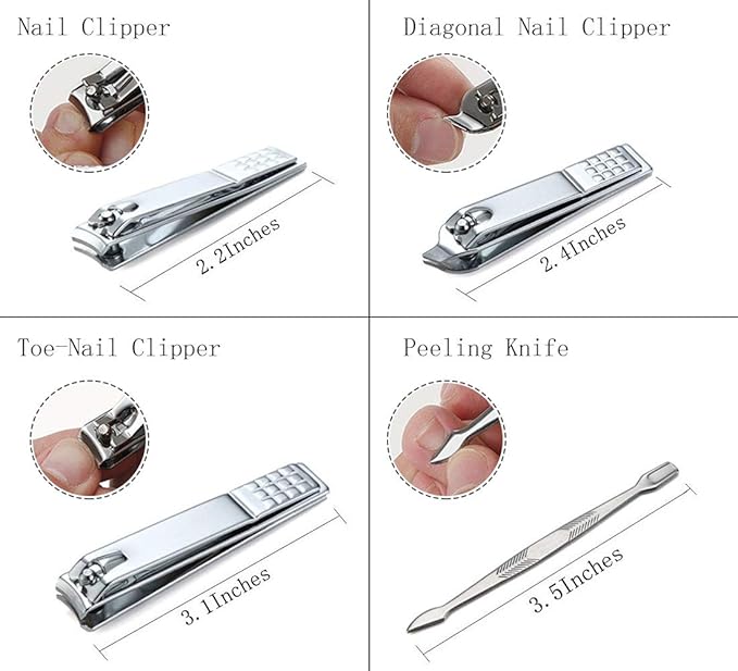 Manicure Set Professional Nail Clippers Kit Pedicure Care Tools- Stainless Steel Women Grooming Kit 12Pcs for Travel or Home (Gold)