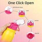 BJPKPK 25oz Insulated Water Bottle With Straw Stainless Steel Double Wall Water Bottles BPA Free Leak Proof Thermo With Lockable Flip Lid And Soft Silicone Spout,Rainbow