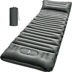 Inflatable Camping Sleeping Pad with Pillow, 5" Extra-Thick Ultralight Inflatable Sleeping Mat with Built-in Pump, Camping Air Mattress Compact for Backpacking Hiking Trap Traveling (Grey)