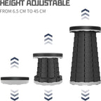 ALEVMOOM Telescoping Stool with Cushion, Portable Telescoping More Sturdy Capacity 440Ib,Collapsible Retractable Adjustable Folding Stool for Garden Hiking Fishing BBQ