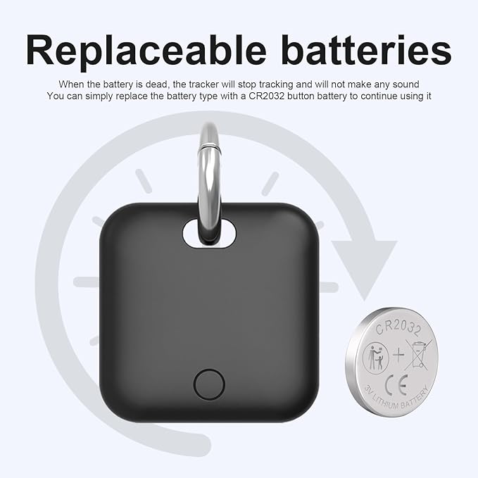 Smart Tracker Tags-4 Pack(iOS Only) Compatible with Apple with 2 Batteries,Replaceable Battery,Bluetooth Luggage Smart GPS Tag Works with Apple Find My APP,Item Finders for Dog/Key/Luggage