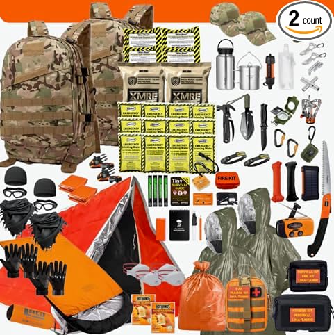 72 Hour Survival Kit - 228 Pieces Survival Gear and Supplies - 45L Go Bag Emergency Backpack, First Aid, Water Filter, Tools, Tent, Camping Essentials, Emergency Preparedness - The Alpha