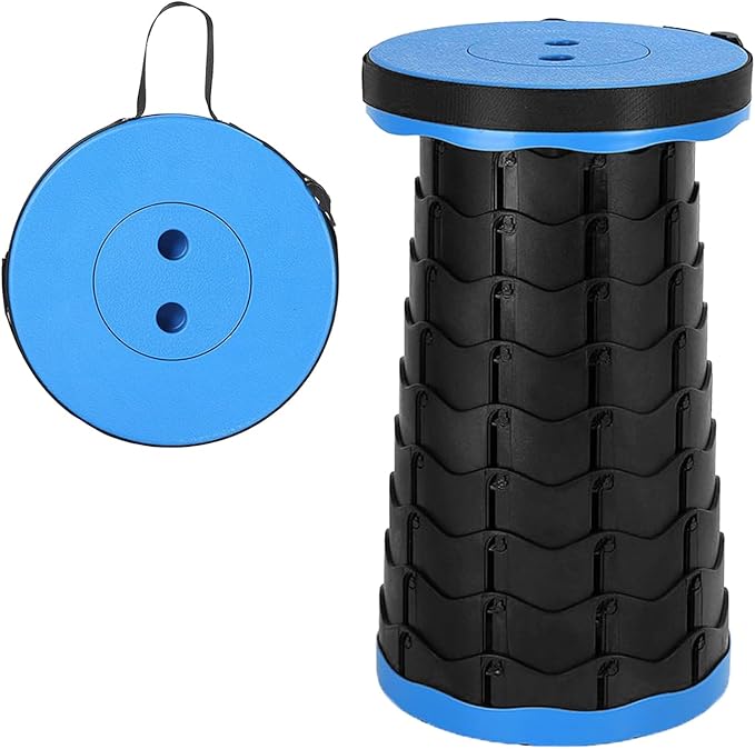 Wind Tour Portable Foldable Telescoping Stool Lightweight Collapsible Stool Retractable for Adults Outdoor Fishing Hiking Travel BBQ (Blue)