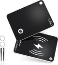 Smart Card (Black) 2 Pack, Smart Wallet Tracker Card Compatible with Apple Find My (iOS only), Bluetooth Tracker with Wireless Charging, IP68 Waterproof Finder, Item Finder with Key Ring/Nylon Lanyard