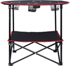 LEADALLWAY Camping Table Folding Picnic Table with 4 Cup Holders and Carrying Bags Collapsible Canvas Portable Tables Folding for BBQ Outdoor Fishing