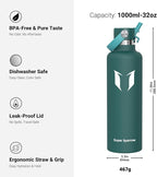 Super Sparrow Insulated Water Bottle - 17 Oz / 25 Oz / 32 Oz - Standard Mouth FlipFlow Flask - BPA Free, Leak Proof Drink Bottle- Ergonomic Straw Water Bottles for Work, Gym, Travel, Sports
