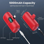 Mini Portable Charger 5000mAh Power Bank,15W PD USB C Cell Phone Portable Power, LCD Display Battery Pack Compatible With iPhone 15/15 Plus/15 Pro/15 Pro Max/Android/Samsung/Moto/LG (Type-C Only)