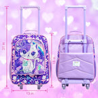 UFNDC Kids Luggage, Girls Suitcase Rolling with Wheels, Travel Carry on for Children Toddler Elementary