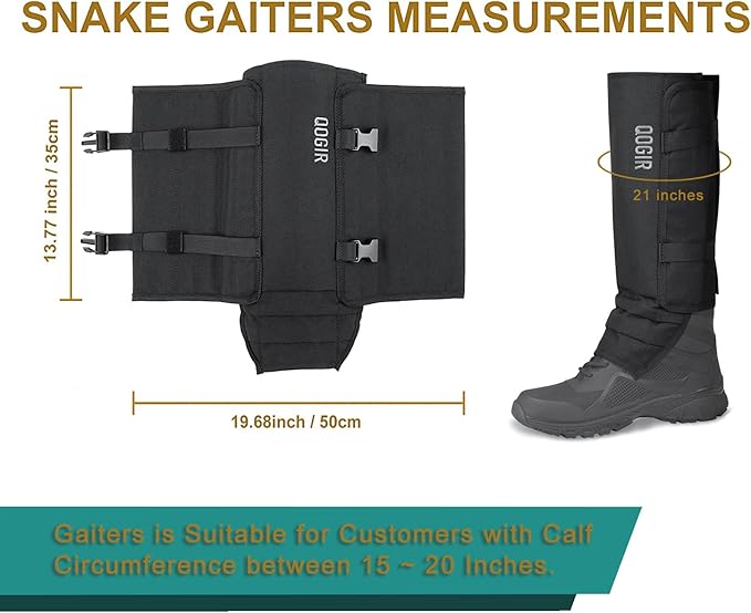 Leg Gaiters Hunting Gaiters, Adjustable Snow Boot Gaiters, Waterproof Snake Gaiters for Hiking Walking Skiing