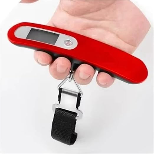 Portable Digital Luggage Scale - 2 Pack, Handheld Electronic Scale for Travelers, 110 lbs Capacity, Lightweight Travel Scale (d) - Aurate Weight Measurement (Red 1)