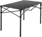 Heavy-Duty Roll-Top Table for Camping - Portable Aluminum-Top Folding Table with Steel Frame by Caddis Sports (Medium)