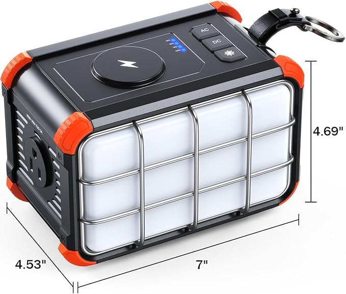 BROWEY Portable Power Station 153Wh Camping Small Solar Generator with Hand Crank 120V 150W AC Outlet Lithium Battery Power Bank, Wireless Charging Emergency Charger for Outdoor Travel Home Backup