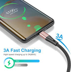USB Type C Cable Fast Charging,3pack 10ft Premium Nylon Braided 3A Rapid Charger Quick Cord,Type C to A Cable Compatible for Samsung Galaxy S21 S20 S10 S9 S8 Plus,Note 20 10 9 8, LG V50 V40 G8（Pink）