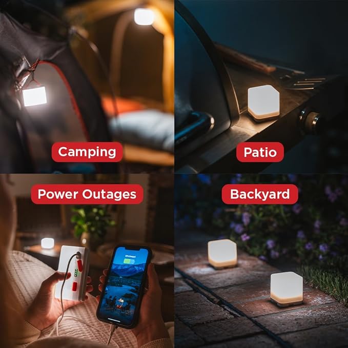 LuminAID Trio Solar Cube Lanterns with Phone Charger - LED Lamp for Camping, Hiking, and Travel - Emergency Light for Power Outages, Hurricane, Survival Kits