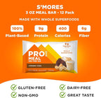 PROBAR - MEAL Bar, S'Mores, Non-GMO, Gluten-Free, Healthy, Plant-Based, Whole-Food Ingredients, Natural Energy (12 Count)