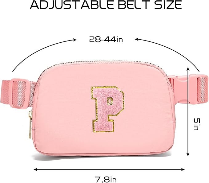 Gitus Customizable Belt Bag Fanny Pack for Girls Age 6-8 & 8-10 with Initial - Trendy Teen Girl Gifts (Light Pink)