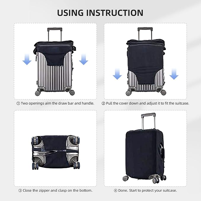 Travel Luggage Cover Suitcase Protector, White Black Gold Marble Abstract Washable Elastic Suitcase Baggage Cover Double-sided with Zipper Closure for Wheeled Suitcase Fits 29-32 Inch Luggage