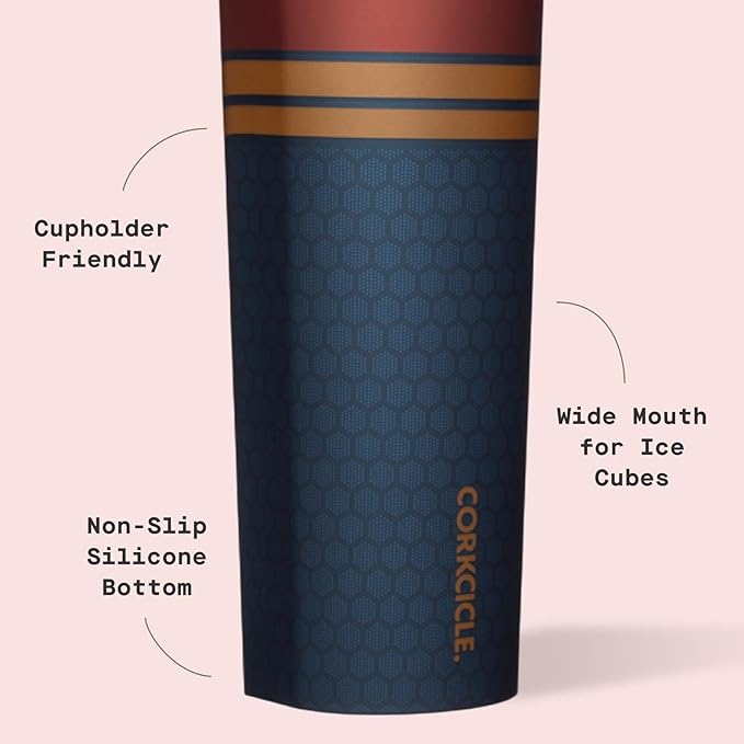 Corkcicle Marvel Sport Canteen - Triple-Insulated Stainless Steel Water Bottle - Straw Cap & Folding Metal Handle - Summer Drinkware Gift - Keeps Drinks Ice Cold - Captain Marvel - 20 oz
