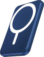 podoru for Magsafe Battery Pack, 5000mAh Magnetic Power Bank with Type-C Cable 20W PD Fast Charging Lighting Input Wireless Portable Charger for iPhone 17/16/15/14/13/12/ All Series-Dark Blue
