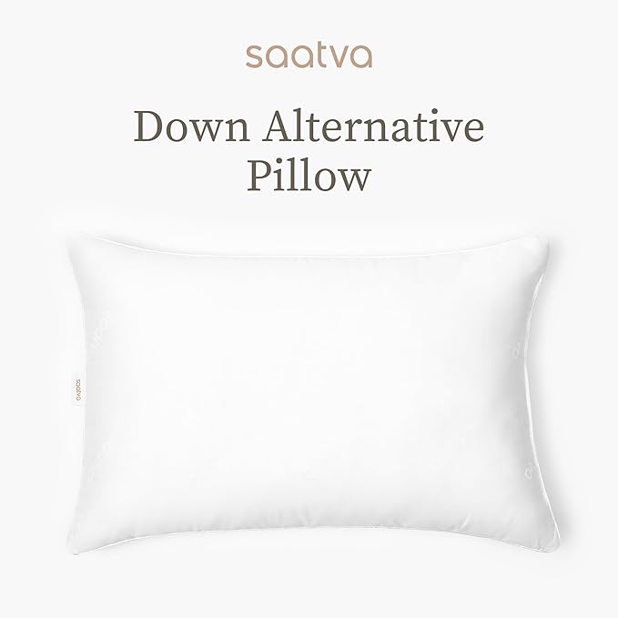 Saatva Down Alternative Pillow - Hypoallergenic Pillow with Plush & Airy Feel - Breathable Organic Cotton Cover - Lofty Microdenier Down Alternative - King (34"x16"), 1 Pack
