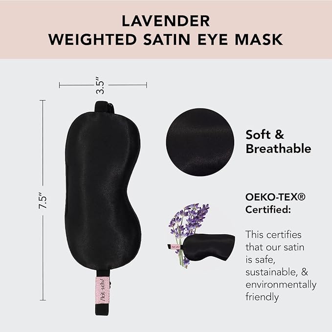 Kitsch Weighted Satin Sleep Mask - Weighted Eye Mask for Sleeping and Travel - Lavender Sleeping Mask for Women and Men - Light Blocking, Adjustable Strap, Ultra-Soft (4.1oz/116g)