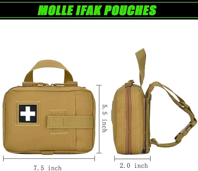 Upgrade Molle Rip Away Ifak Pouch, Tactical Small Belt First Aid Pouch Medical Utility EMT Pouch Only