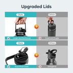 BUZIO 1 Gallon Water Jug with Straw Handle Lid, 128oz Water Bottle Stainless Steel Double Wall Hydro Jug 18/8 Food Grade Thermo Mug Keep Cold 48H & Hot 24H, Black