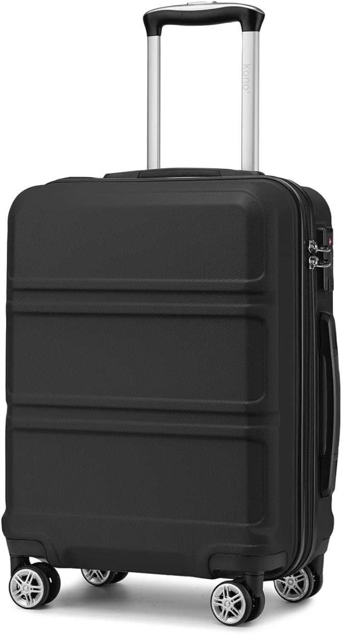 Kono 20'' Carry on Luggage Lightweight with Spinner Wheel TSA Lock Hardside Luggage Durable Small Carry on Suitcase Black