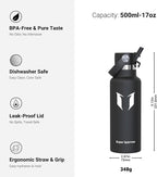 Super Sparrow Insulated Water Bottle - 17 Oz / 25 Oz / 32 Oz - Standard Mouth FlipFlow Flask - BPA Free, Leak Proof Drink Bottle- Ergonomic Straw Water Bottles for Work, Gym, Travel, Sports