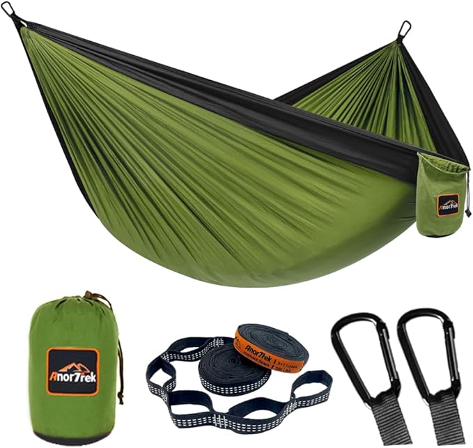 Camping Hammock, Super Lightweight Portable Parachute Hammock with Two Tree Straps Single or Double Nylon Travel Tree Hammocks for Camping Backpacking Hiking