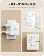 LENCENT 2 to 3 Prong Outlet Adapter, 2 Pack 2 Prong Power Strip, 6 Widely Spaced Sockets Extender, 3-Sided Wall Plug Splitter, 1875W Max, Compact Wall tap for Non-Grounded Outlets in Old House Hotel