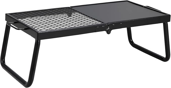 VEVOR Folding Campfire Grill, Heavy Duty Steel Mesh Grate, 22.4" Portable Camping Grates Over Fire Pit, Camp Fire Cooking Equipment with Legs Carrying Bag, Grilling Rack for Outdoor Open Flame Cooking