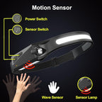 Rechargeable Headlamps 6pcs, 230° Wide Beam Head Lamp LED Rechargeable, Powerful Bright Forehead Adjustable Headlight for Adults with Motion Sensor with 5 Modes, USB C, Waterproof for Camping