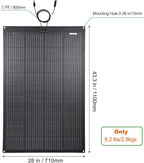 Lensunsolar 150W 12V ETFE Black Flexible Solar Panel, 43.3x28in, PERC 9BB 23.5%+ Efficiency Mono Solar Cells, for Campers, RVs, Boats,Camping, Tent