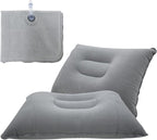 2 Pack Gray Ultralight Inflatable Pillow Small Squared Flocked Fabric Air Pillow for Beach Camping,Traveling,Hiking,Napping,Desk Rest,Neck & Lumbar Support