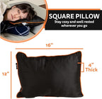 Ripstop Outdoor Camping Pillow 3-in-1, Versatile Lightweight Nylon Waterproof Stadium Blanket, Ultralight Backpacking Essentials, Travel Set - Black and Orange