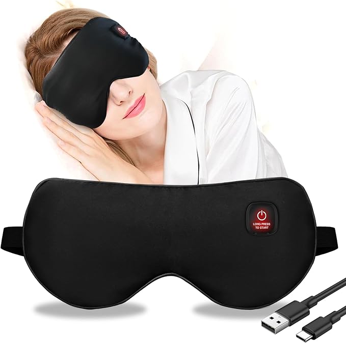 Rechargeable Cordless Heated Eye Mask for Dry Eyes - Adjustable Temperature Portable Eye Warm Compress for Migraines Styes Sinus & Sleep Ideal Gift for Men Women