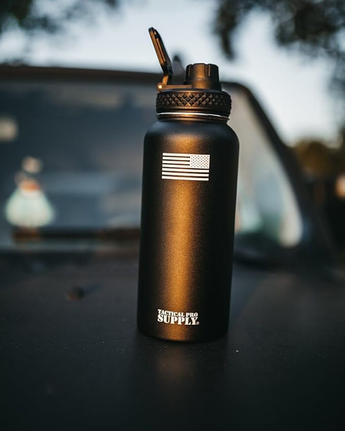 Tactical Pro Supply 32 oz. Patriotic Water Bottles | Decorated in the USA | Made with Premium Stainless Steel Material | Double Wall Vacuum Water Bottle Insulated