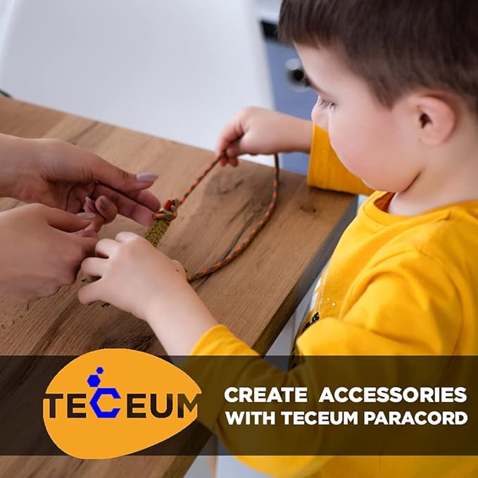 TECEUM 5/32" Paracord Rope 1000 – 1000ft / 200ft / 100ft / 50ft – Tactical Parachute Cord 4mm – 45+ Colors – Nylon String for Survival & Camping Gear – Stripe Cord for Survival – Utility Rope