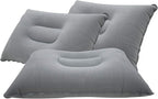 3 Pack Ultralight Inflatable Pillow Small Squared Flocked Fabric Air Pillow for Beach Hiking,Camping,Traveling,Napping,Desk Rest,Neck &Lumbar Support(Grey)