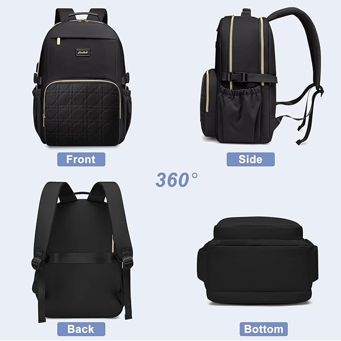 Focdod Laptop Backpack for Women Bookbag: 15.6 inch Work Backpacks with Pouch Pocket for Large Capacity Cup & USB Charger College Book Bag Travel Business Nurse Teacher Bookbags Anti-theft Back Pack