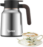 34 Oz Carafes for Hot Liquid, Stainless Steel Insulated Vacuum Thermal Coffee Carafes For Keeping Hot, 1 Liter Coffee Dispenser(silver)