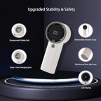 2025 Upgraded Portable Handheld Turbo Fan with 20-Hour Battery - Rechargeable Mini Fan with Digital Display, Anti-Slip Base, 5000mAh Capacity - Personal Fans for Travel, Vacation, Beach(White)