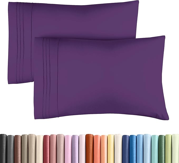 Queen Pillow Cases Set of 2 - Ultra Soft Hotel Quality Pillowcase Covers - Luxury Comfy Bedding for Women, Men, Kids and Teens - Machine Washable Pillow Protectors - 2 Pieces Set - Queen Size Purple